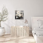 Bathroom Canvas Wall Art, Bathroom Wall Decor,Living Room, Bedroom,Office,Small Gray and White Blue Flower Wall Decoration, 12x12 inches