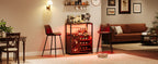 Wine Bar Rack Cabinet with LED Light, Adjustable Shelves Coffee Bar Cabinet with Mesh Door and Baffle Design, 36″ Tall Small Liquor Bar Cabinet for Home, Kitchen, Dinning Room, Rustic Brown