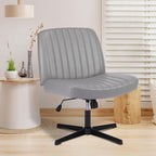 Criss Cross Chair with Wheels Wide Cross Legged Office Desk Vanity Chair Comfy Fabric Armless Adjustable Swivel for Home Computer Task Teddy Pink