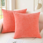 CaliTime Throw Pillow Covers Decorative 18 X 18 Inches Pack of 2 Cozy Chenille Cushion Cases for Couch Sofa Bed Living Room Home Navy Blue