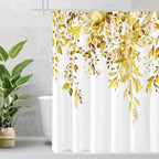 Grey Eucalyptus Shower Curtain, Watercolor Plant Leaves with Floral Bathroom Shower Curtain Set, Gray White, 72x72