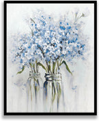 Pink Flowers Canvas Wall Art: Abstract Bouquet in Vase Artwork Prints for Teen Girl Bedroom Pink Floral Picture Poster Bathroom Decor 12" x 15"