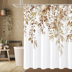 Grey Eucalyptus Shower Curtain, Watercolor Plant Leaves with Floral Bathroom Shower Curtain Set, Gray White, 72x72