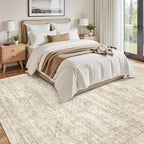 Soalmost Washable Area Rug 8x10, Large Soft Rugs for Living Room Vintage Beige Carpet 8x10 Area Rugs for Bedroom Dining Room Non-Slip Stain Resistant Under Table Rug