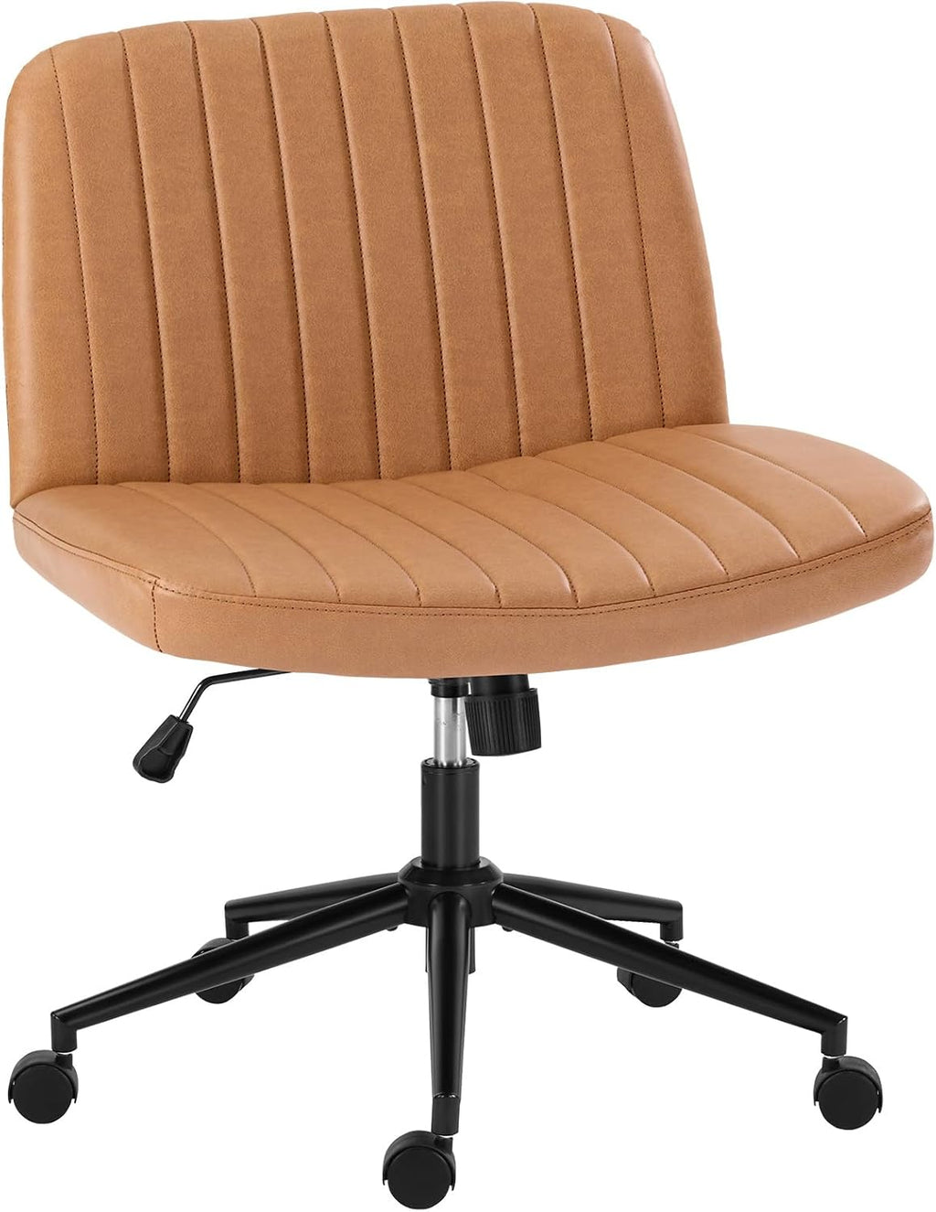 Criss Cross Chair with Wheels Wide Cross Legged Office Desk Vanity Chair Comfy Fabric Armless Adjustable Swivel for Home Computer Task Teddy Pink