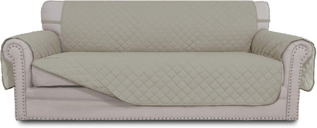 Easy-Going Reversible Couch Cover for 3 Cushion Couch Sofa Cover for Dogs Water Resistant Furniture Protector Cover with Foam Sticks Elastic Straps for Pet Cat (Sofa, Gray/Light Gray)