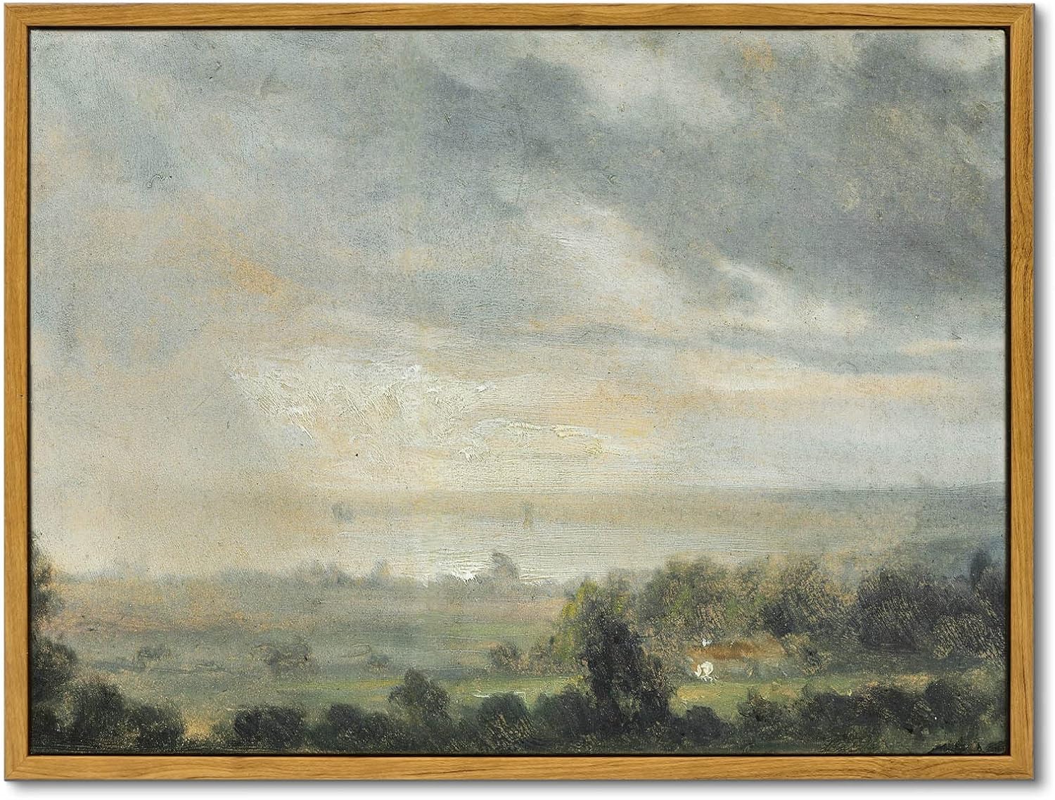 Framed Canvas Wall Art, Meadow with Flowers Painting, Landscape for Living Room, Bedroom, Home, Bathroom Decor, 8x10