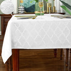 Jacquard Tablecloth Damask Fabric Table Cloth Water Resistant & Wrinkle Free Spillproof Polyester Table Cover for Kitchen Dining Tabletop (Rectangle/Oblong, 52" x 70" (4-6 Seats), Gray)