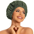 Reusable Shower Cap for Women, Large Waterproof Shower Bonnet Washable Elastic Band Bath Hair Hat for Long Hair, Braids(Pink)