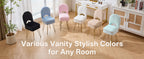 White Vanity Chair with Storage, Folding Back Faux Fur Vanity Stool, Makeup Ottoman with Gold Legs for Bedroom/Bathroom