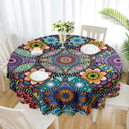 Round Tablecloth, Summer Tablecloths Polyester Waterproof Stain Wrinkle Free, Indoor and Outdoor Table Cover for Kitchen Party Dining Table