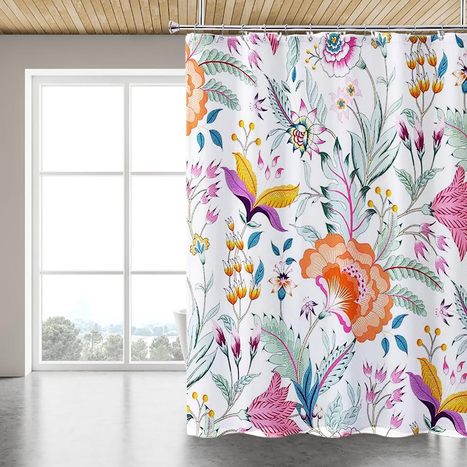 Fabric Shower Curtain Liner, Waterproof Hotel Quality, Bathroom Curtains Rust Resistant Grommets, 72 x 72 Machine Washable (Black)