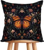 William Morris Abstract Vintage Print Floral Velvet Design Throw Pillow Covers Home Decor, Retro Art Decor Pillowcase Cushion Cover for Bed Sofa Living Room, Square 18x18inch (Black-Floral2)