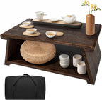 Japanese Low Floor Table Folding Coffee Tables,23''x13.5'' Paulownia Wood Tables Tatami Tables Meditation Table Altar with Storage