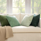 Boho Farmhouse Sage Green Throw Pillow Covers 18x18 Inch Set of 4 Mordern Nordic Cushion Covers Soft Corduroy Spring Home Decor for Couch Bed Sofa Living Room Forest Green