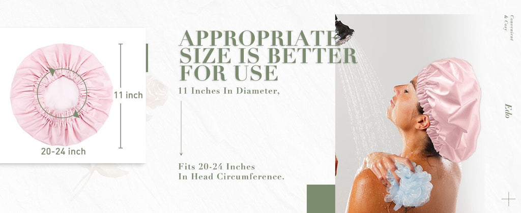 Reusable Shower Cap for Women, Large Waterproof Shower Bonnet Washable Elastic Band Bath Hair Hat for Long Hair, Braids(Green)