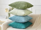 MIULEE Pack of 2 Couch Throw Pillow Covers 18x18 Inch Spring Soft Sage Green Chenille Pillow Covers for Sofa Living Room Solid Dyed Pillow Cases