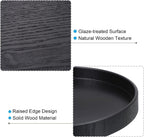 Wood Serving Tray 8 Inch, Round Decorative Platter for Home Decor Kitchen Table Candle Holder, Black