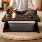 Japanese Low Floor Table Folding Coffee Tables,23''x13.5'' Paulownia Wood Tables Tatami Tables Meditation Table Altar with Storage