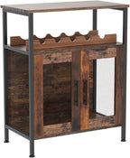 X-cosrack Wine Bar Rack Cabinet with Detachable Wine Rack, Coffee Barwith Glass Holder, Small Sideboard and Buffet Cabinet with Mesh Door, Rustic Brown(Patent Pending)