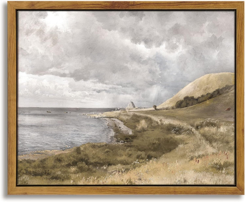 Framed Canvas Wall Art, Meadow with Flowers Painting, Landscape for Living Room, Bedroom, Home, Bathroom Decor, 8x10