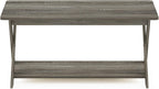 Furinno Modern Simplistic Criss-Crossed Coffee Table, 35.4 in x 19.6 in x 16 in, French Oak Grey