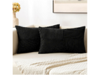 Black Decorative Throw Pillow Covers 18x18 Inch for Couch Bed Sofa Pack of 2 Boho Farmhouse Throw Pillows Soft Cross Corduroy Patchwork Textured Cushion Cases