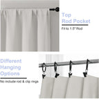 Natural Blackout Curtains for Bedroom 63 Inch Length 2 Panels Set, Solid Thermal Insulated Energy Saving Rod Pocket Window Treatment Curtains Blackout Drapes, W40 x L63 Inch, Natural