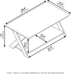 Furinno Modern Simplistic Criss-Crossed Coffee Table, 35.4 in x 19.6 in x 16 in, French Oak Grey