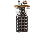 X-cosrack Wine Rack Freestanding Floor, Wine Storage Rack Mini Bar Table with Tabletop, Glass Holder Wine Bottle Display Stand Liquor Cabinet for Home Bar Kitchen Living Room