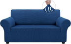 Couch Covers for 3 Cushion Couch Sofa Pet Friendly, 3 Seater Sofa Cover Washable Slipcovers Protector Furniture Covers for Dogs Spandex Jacquard Fabric Small Checks（Large，Black）