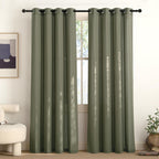Natural Linen Curtains 84 inch Long 2 Panels Set, Grommet Top Thick Linen Burlap Semi Sheer Vertical Drapes Privacy Assured with Light Filtering for Bedroom/Living Room, W55 x L84