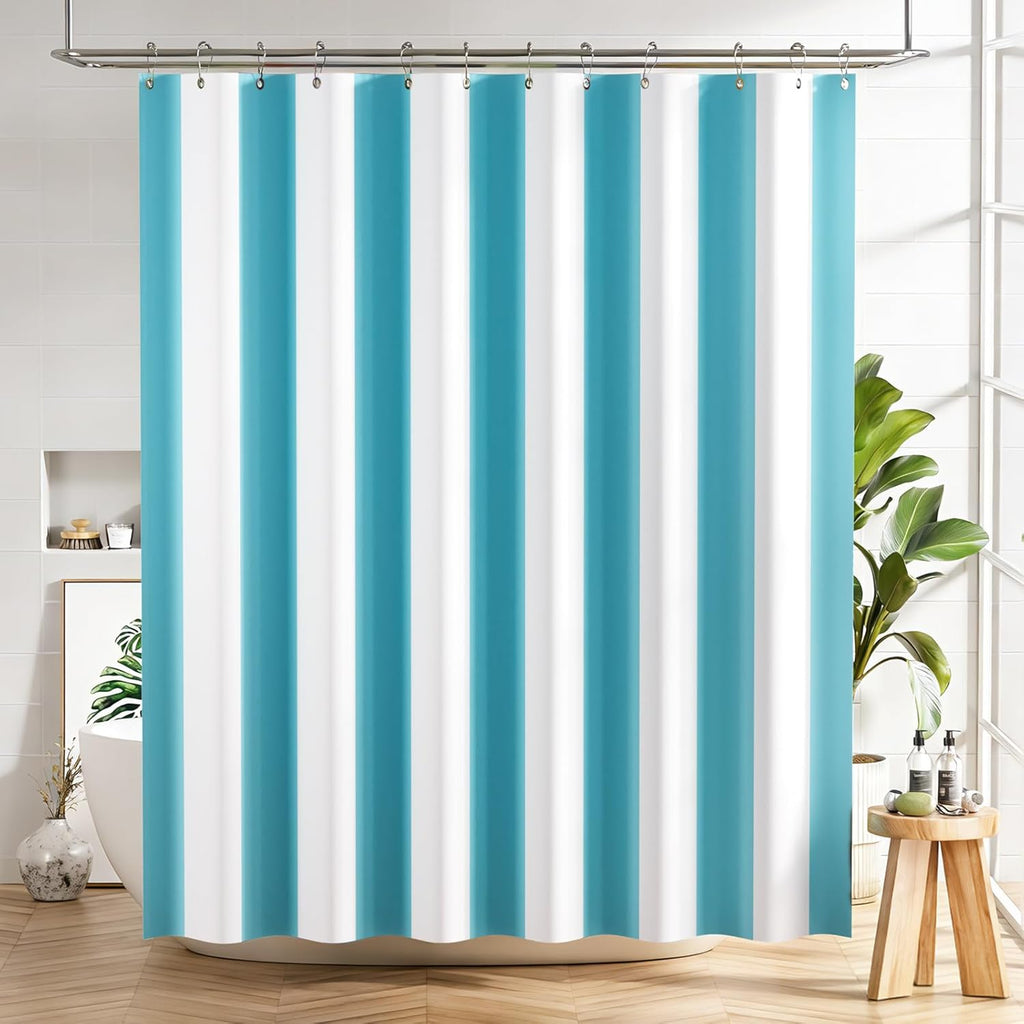 Shower Curtain, Washable Cloth Black Shower Curtain Sets with 12 Shower Curtain Hooks, Fabric Rustic Black and White Striped Curtain, Farmhouse Bathroom Curtains, 72x72 Inches