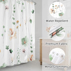 Watercolor Floral Shower Curtain, Sage Green Beige Flower Shower Curtain for Bathroom, Modern Minimalist White Waterproof Fabric Shower Curtain Set 72x72 Inch