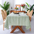60 x 84 inches Farmhouse Style Linen tablecloths, Wrinkle Resistant Washable Dining Room Table Cloths for Rectangle Tables - Hemstitch Light Coffee