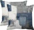 Emvency Set of 2 Throw Pillow Covers Modern Abstract Painting Blue White and Gray Decorative Sofa Pillow Cases Home Decor Standard Square 18x18 Inches Pillowcases