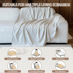 Couch Covers for Dogs 3 Cushion, Loveseat Slipcovers Washable, Pet L Shape Sectional Protector, Boho Sofa Blanket Cover, Herringbone Chenille, Cream, 71"x118"